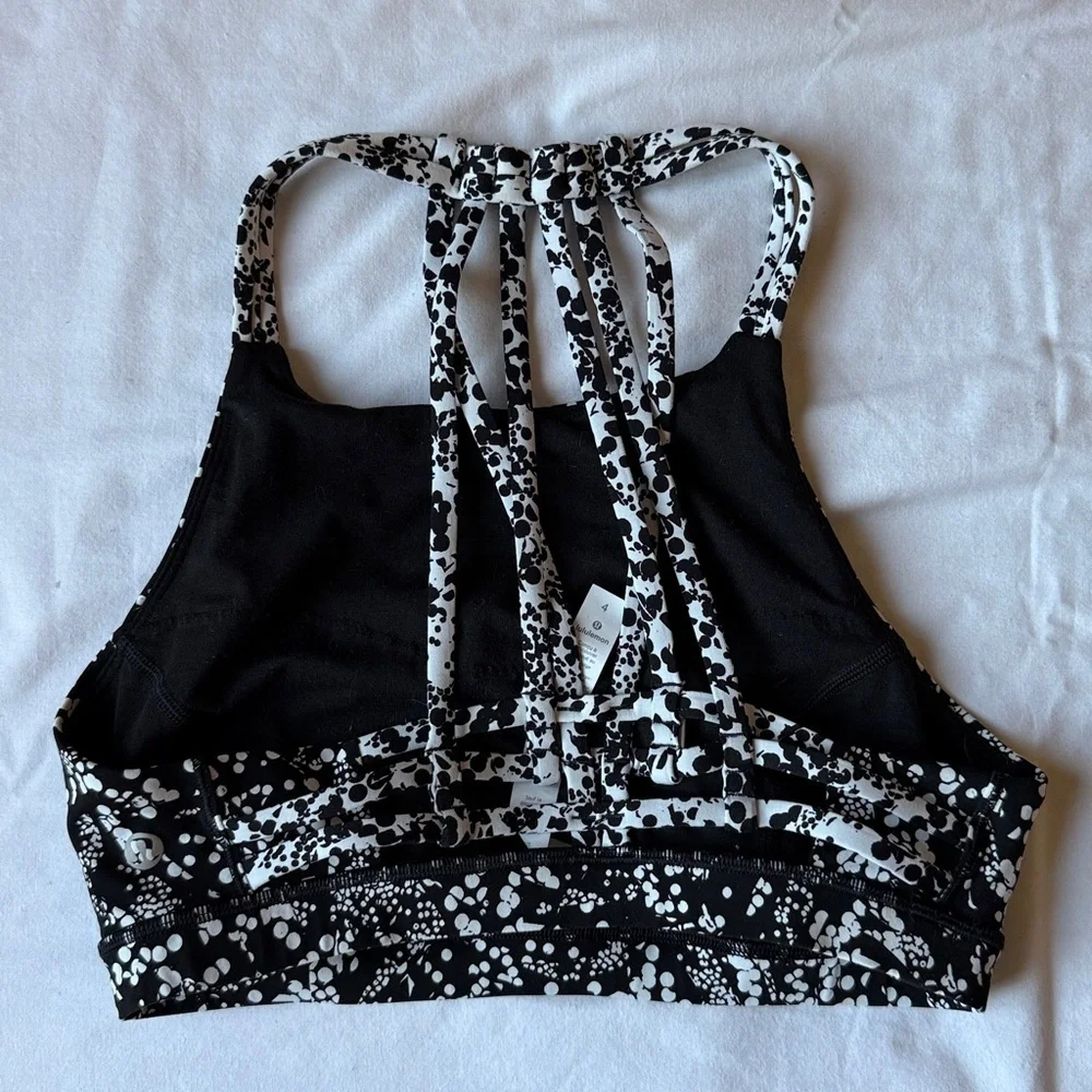 lululemon athletica Black & White Speckle Strappy-Back Sports Bra